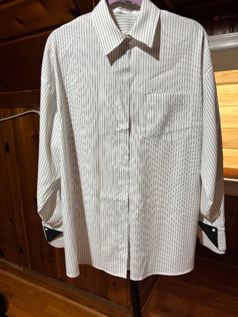Frankie Shop collared white shirt with black stripes, Size XS/S